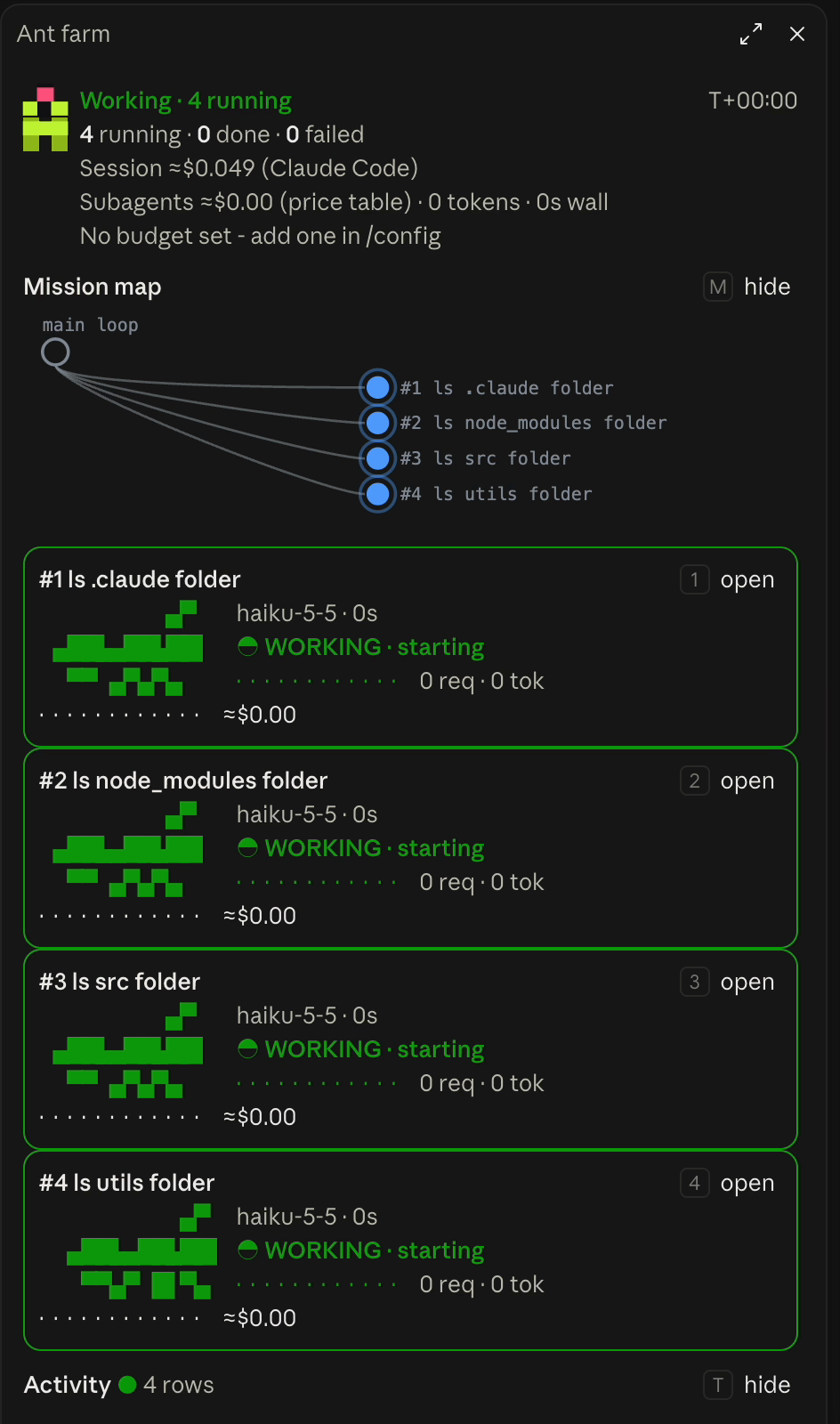 Ant Farm running in Claude Code